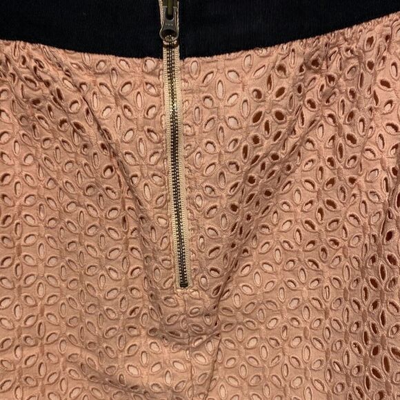 Ann Taylor Loft Women's Brown Eyelet Lace Mini Skirt Size 14 - Picture 6 of 9
